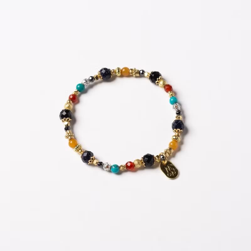 生命微小之美 // C1554藍金沙綠松石黃玉手鍊