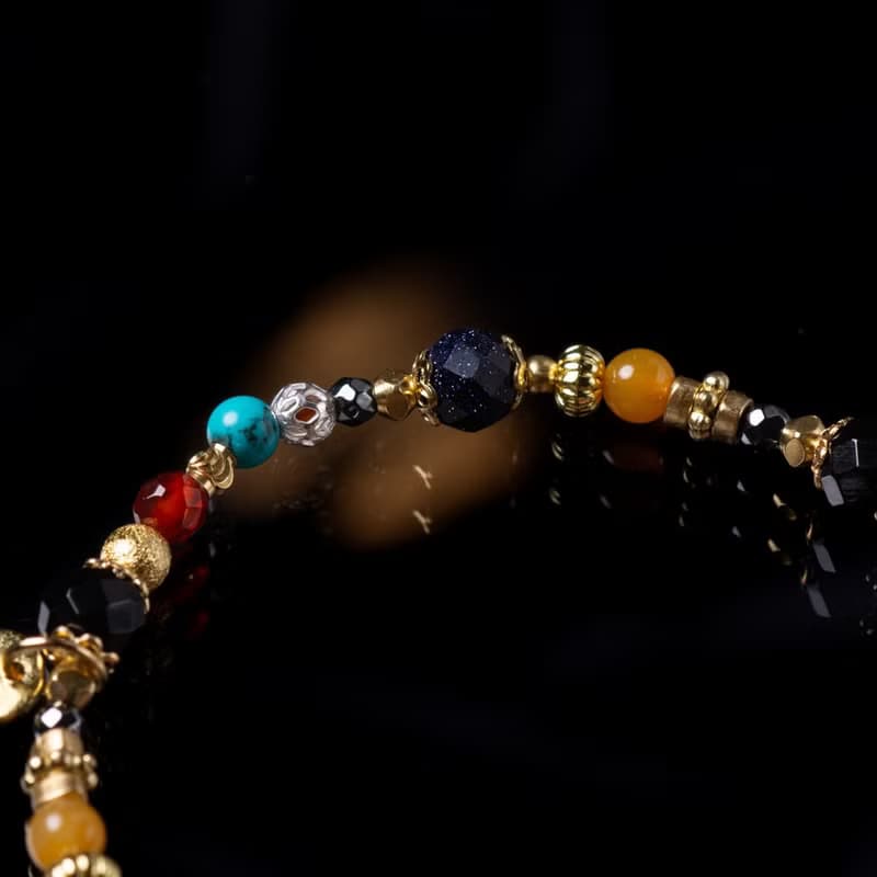 生命微小之美 // C1554藍金沙綠松石黃玉手鍊