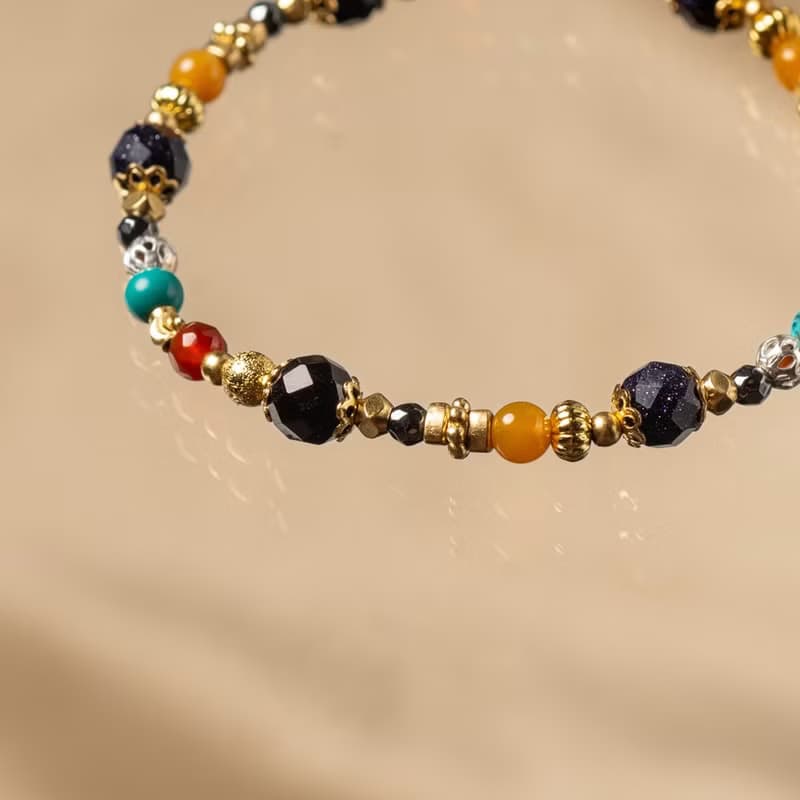 生命微小之美 // C1554藍金沙綠松石黃玉手鍊