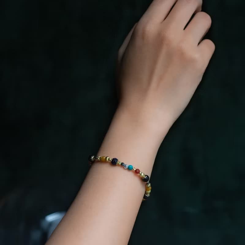 生命微小之美 // C1554藍金沙綠松石黃玉手鍊