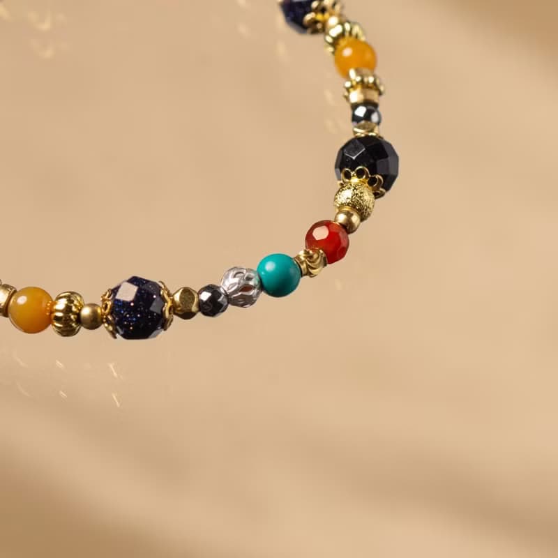 生命微小之美 // C1554藍金沙綠松石黃玉手鍊