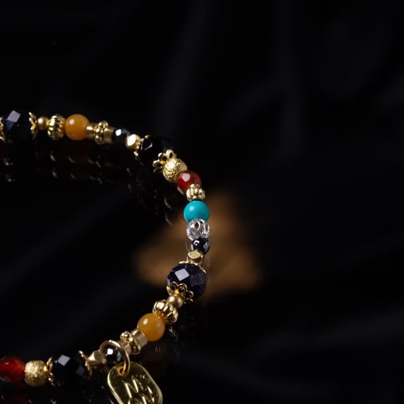 生命微小之美 // C1554藍金沙綠松石黃玉手鍊