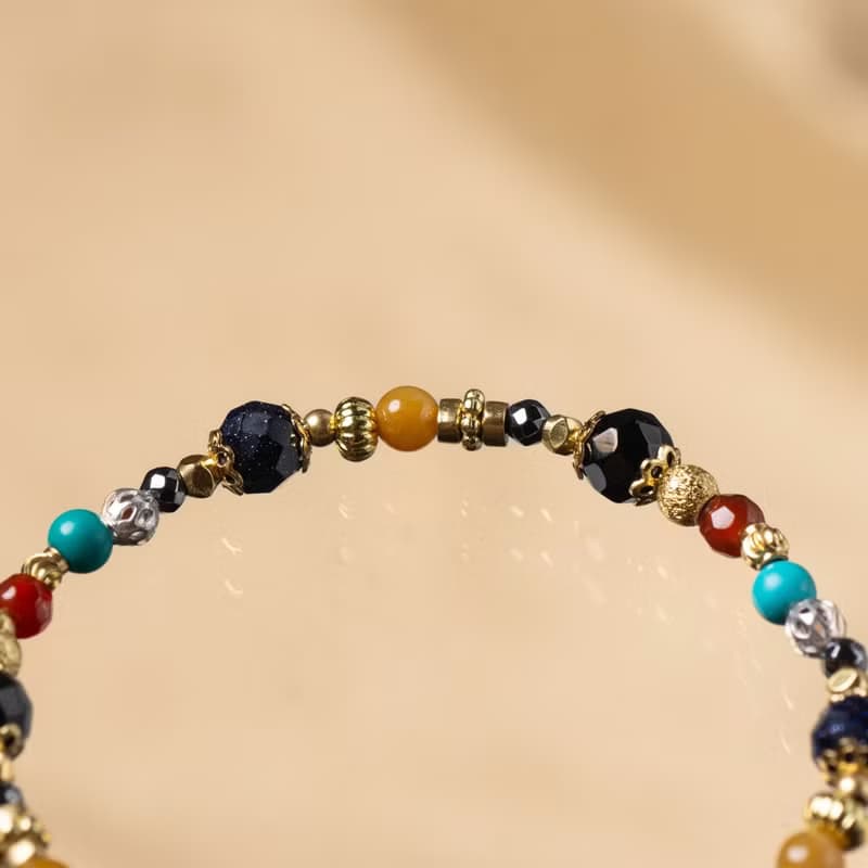 生命微小之美 // C1554藍金沙綠松石黃玉手鍊