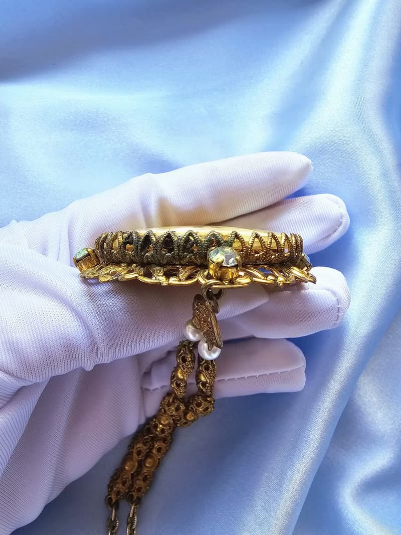 美國西洋古董飾品 / 德國製古典纍絲花束項鍊/復古珠寶