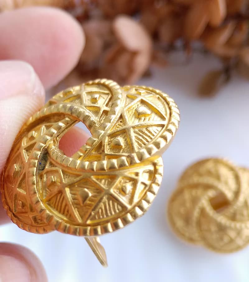 Vintage Jewelry 西洋古董飾品 啞光 經典圖紋 夾式耳環