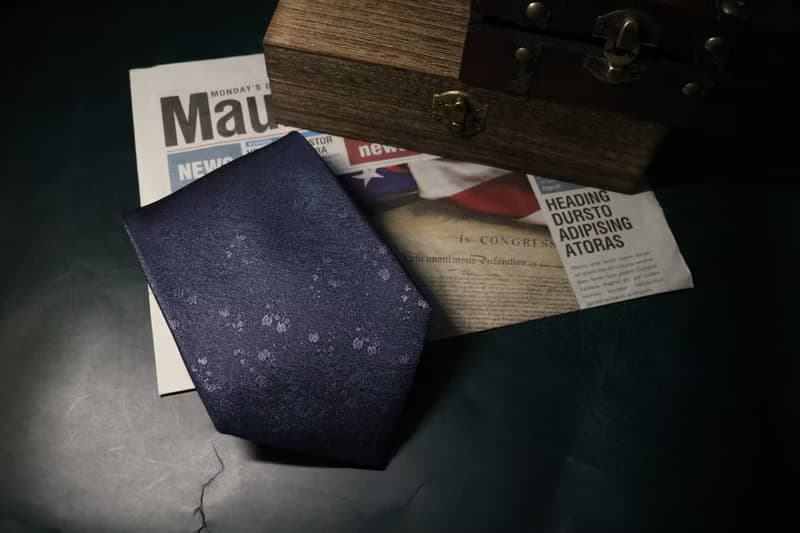 深藍色燙銀小碎花暗紋領帶真絲浪漫necktie
