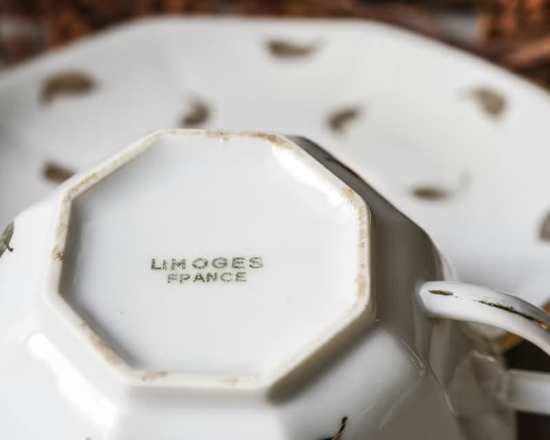 法國 利摩日 金棕櫚輕盈瓷杯盤 下午茶具組