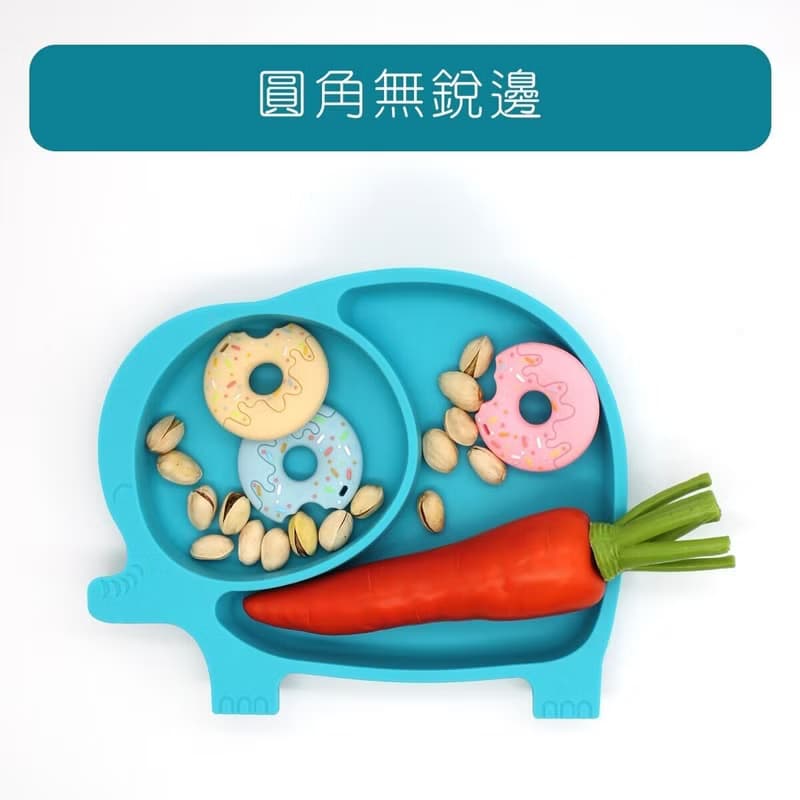 b&h 兒童自主進食餐具 - 防滑矽膠餐盤 (牛牛) - 桃色