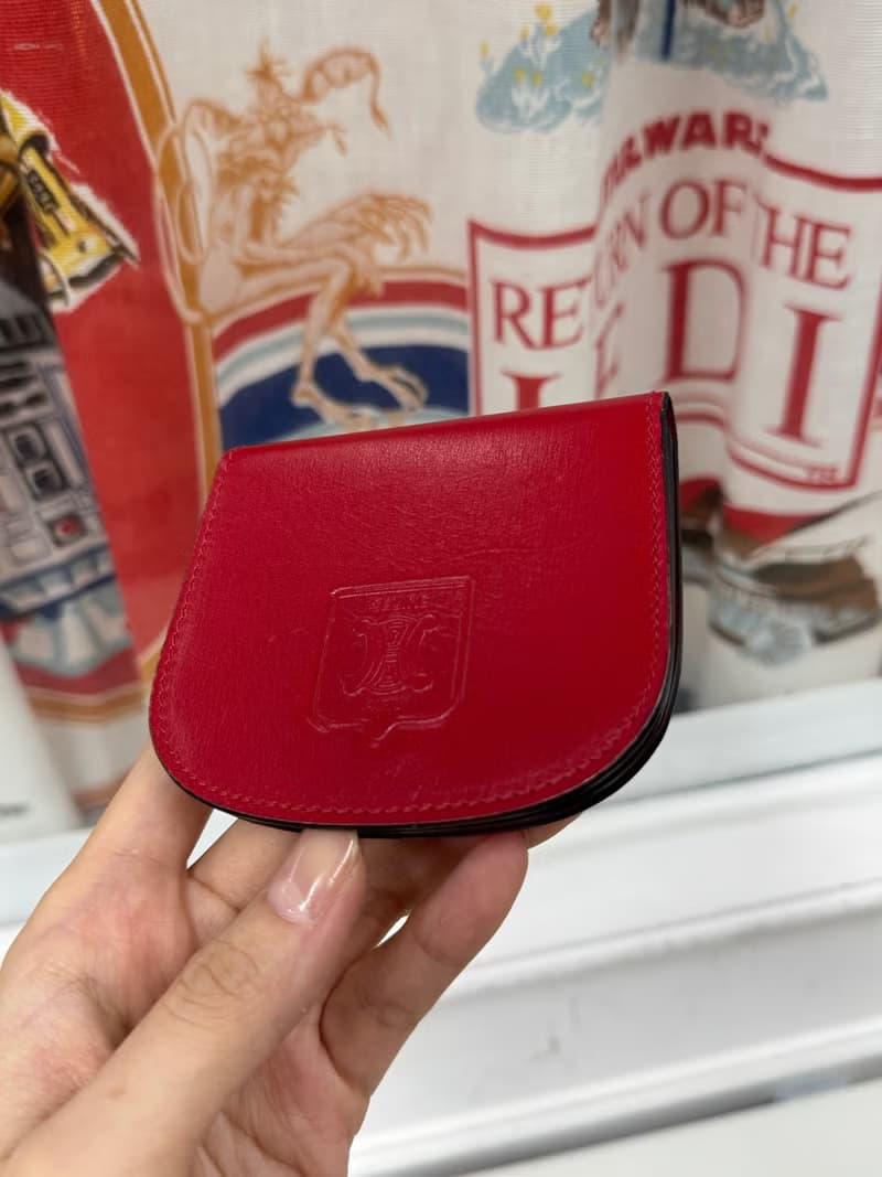中古正品 Celine 徽章真皮零錢包 首飾收納包 散紙包 硬幣收納