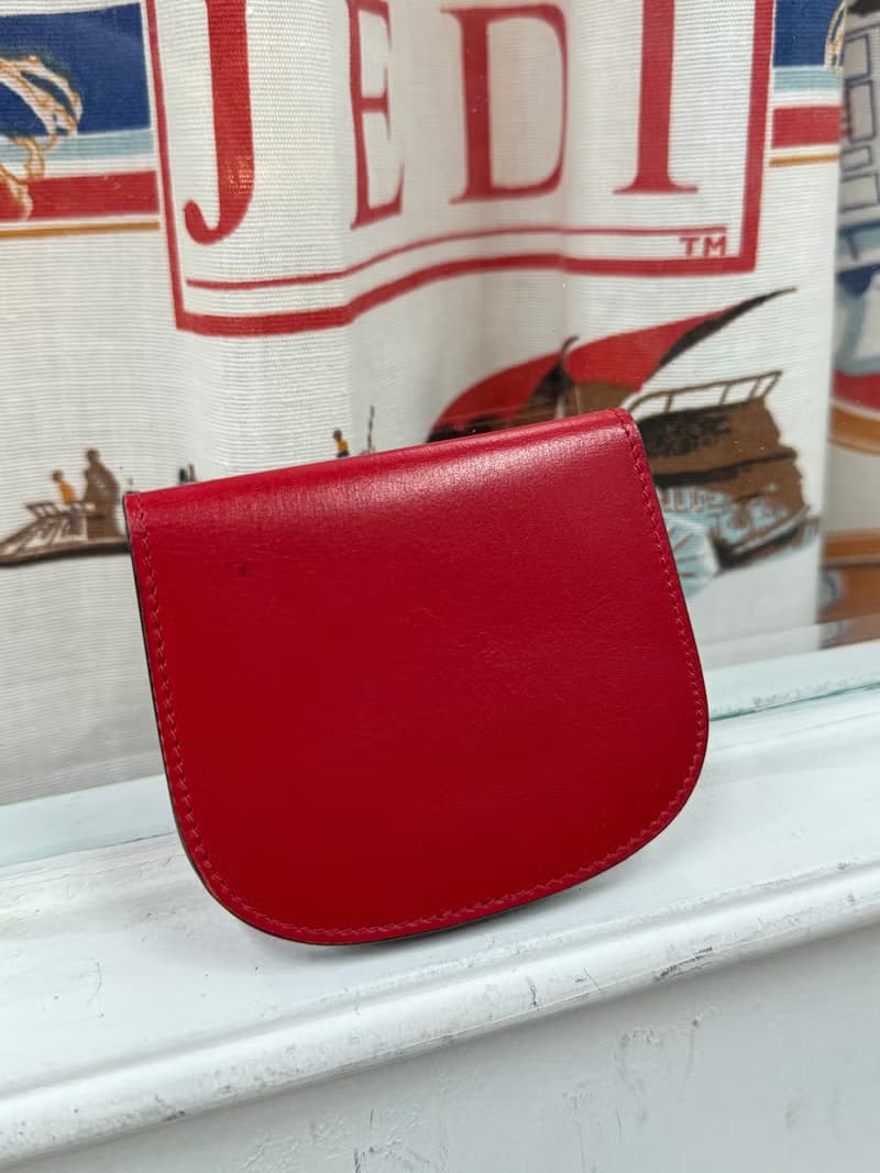 中古正品 Celine 徽章真皮零錢包 首飾收納包 散紙包 硬幣收納