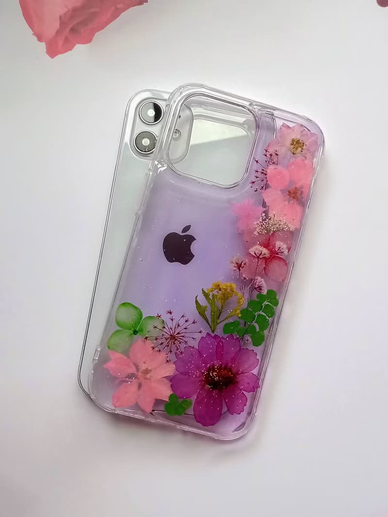 手作押花手機保護殼| iPhone 13 Pro | 紫色戀