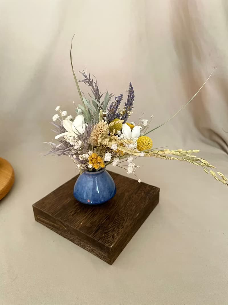 中式小盆花 乾燥花 小花束 桌上盆花 迷你陶器  禮盒