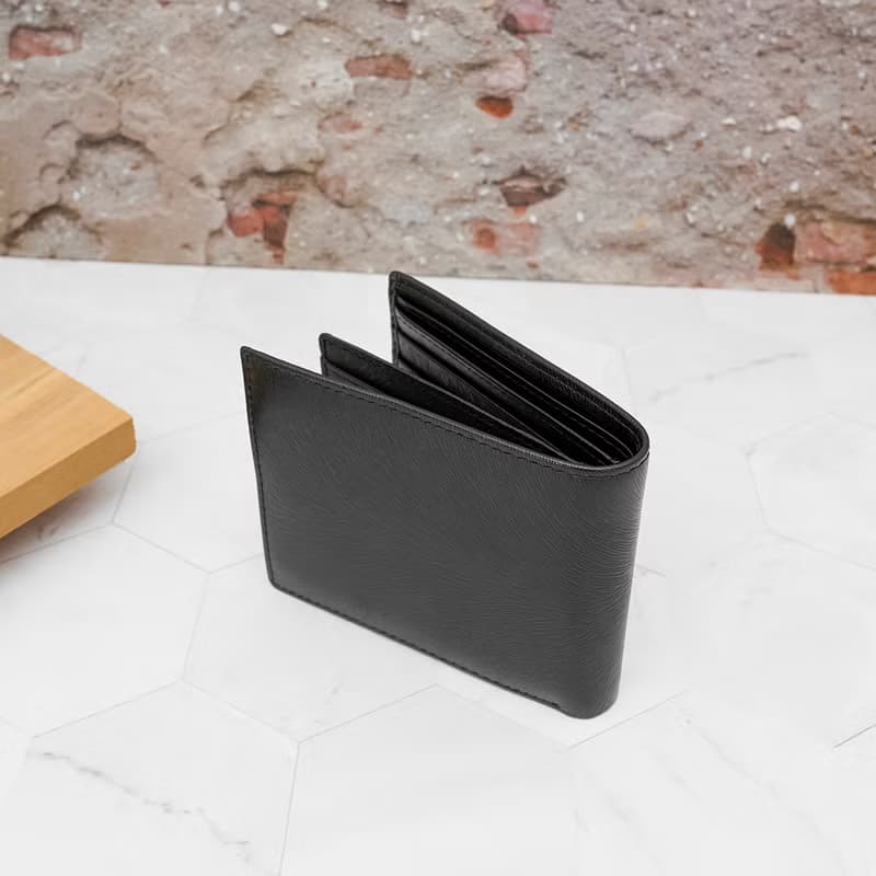 9卡1照-馬鬃紋-左右翻活頁牛皮短夾28806(黑色)