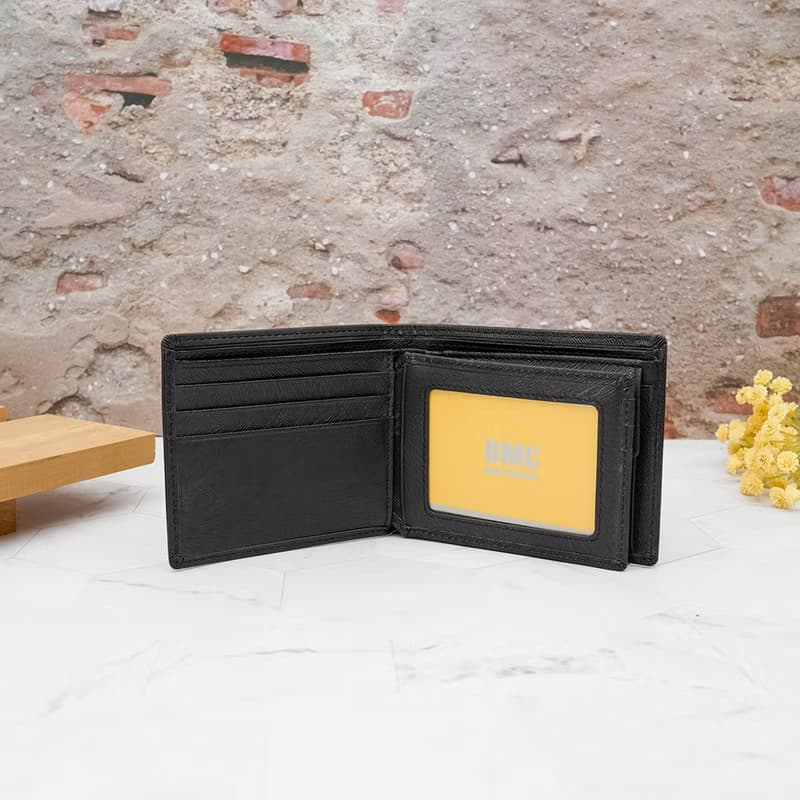 9卡1照-馬鬃紋-左右翻活頁牛皮短夾28806(黑色)