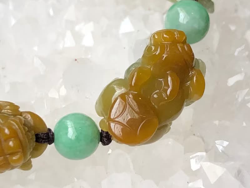 快速出貨 天然翡翠手鍊 招財貔貅手鍊 五福臨門 黃翡 免費開光