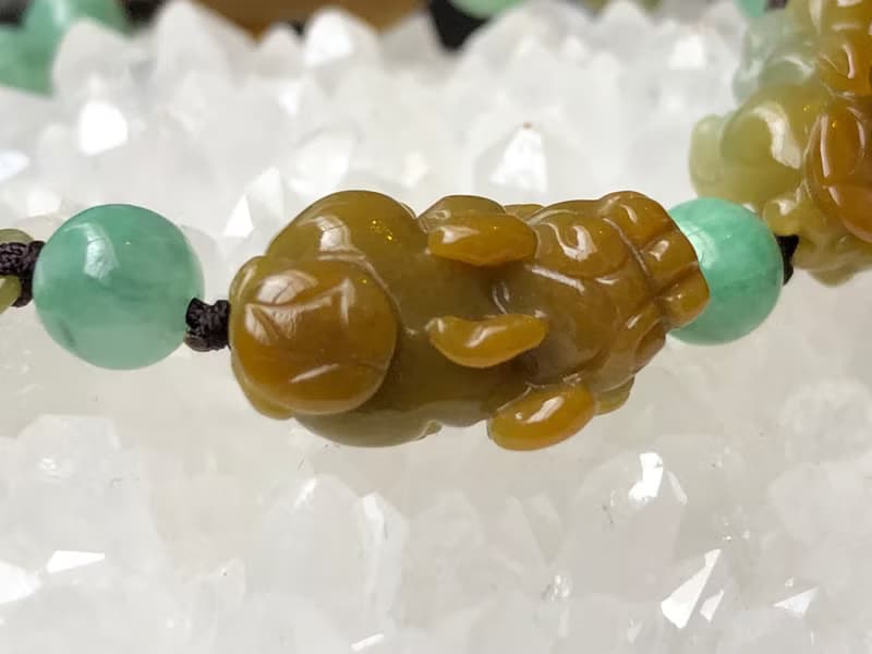 快速出貨 天然翡翠手鍊 招財貔貅手鍊 五福臨門 黃翡 免費開光