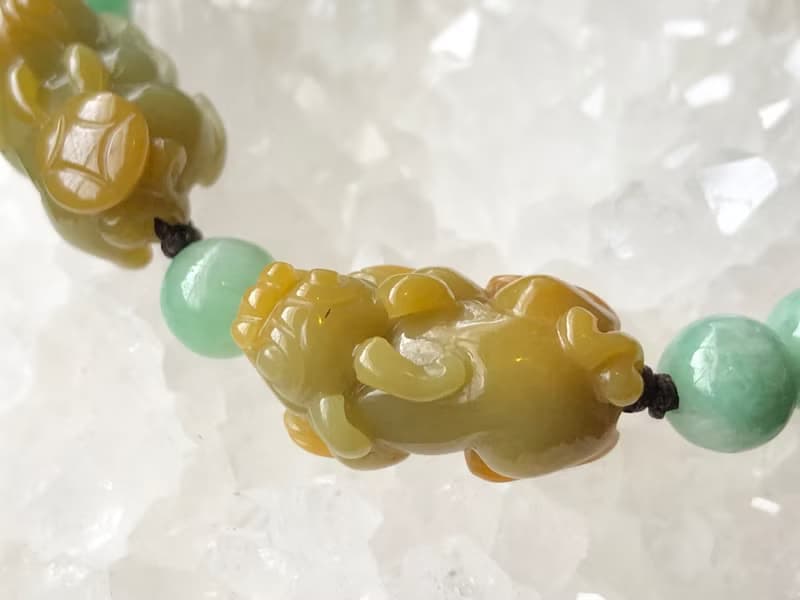 快速出貨 天然翡翠手鍊 招財貔貅手鍊 五福臨門 黃翡 免費開光