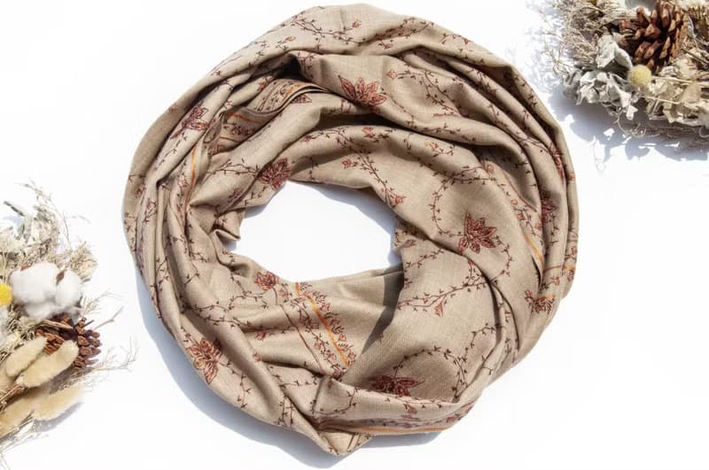 喀什米爾Cashmere/羊絨圍巾/純羊毛圍巾披巾/戒指絨披肩-刺繡花朵