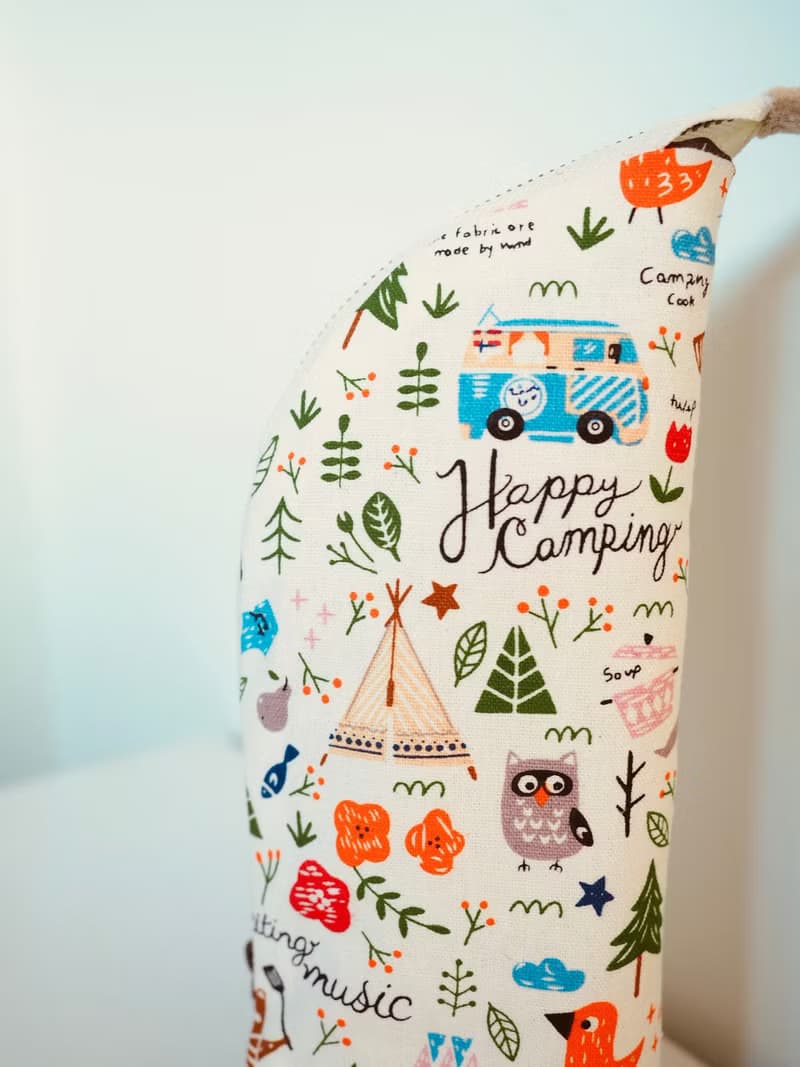 手作森林野餐圖案直立式筆袋 眼鏡袋 餐具袋 化妝袋