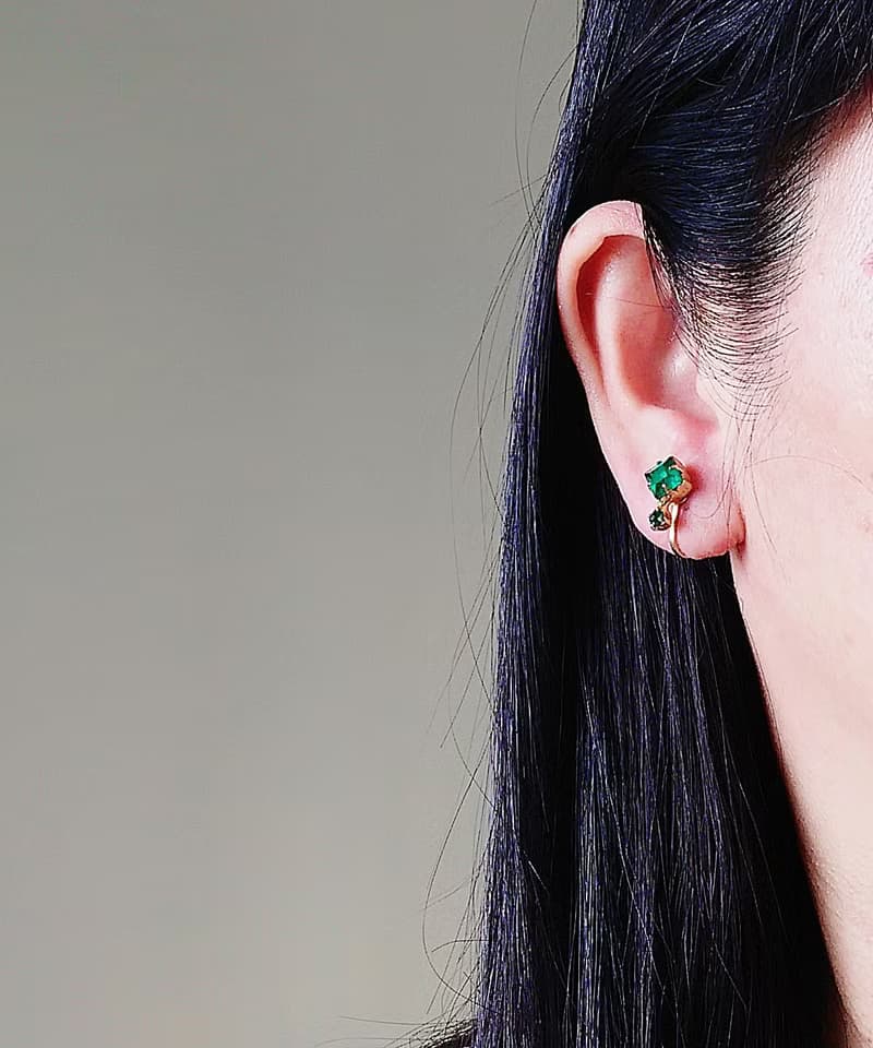 vintage jewelry  古典氣質綠萊茵 夾式耳環