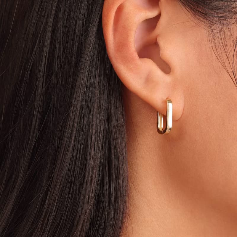 新年新款法式珍珠耳環耳扣 s925銀水滴珍珠幾何耳環 新年禮物