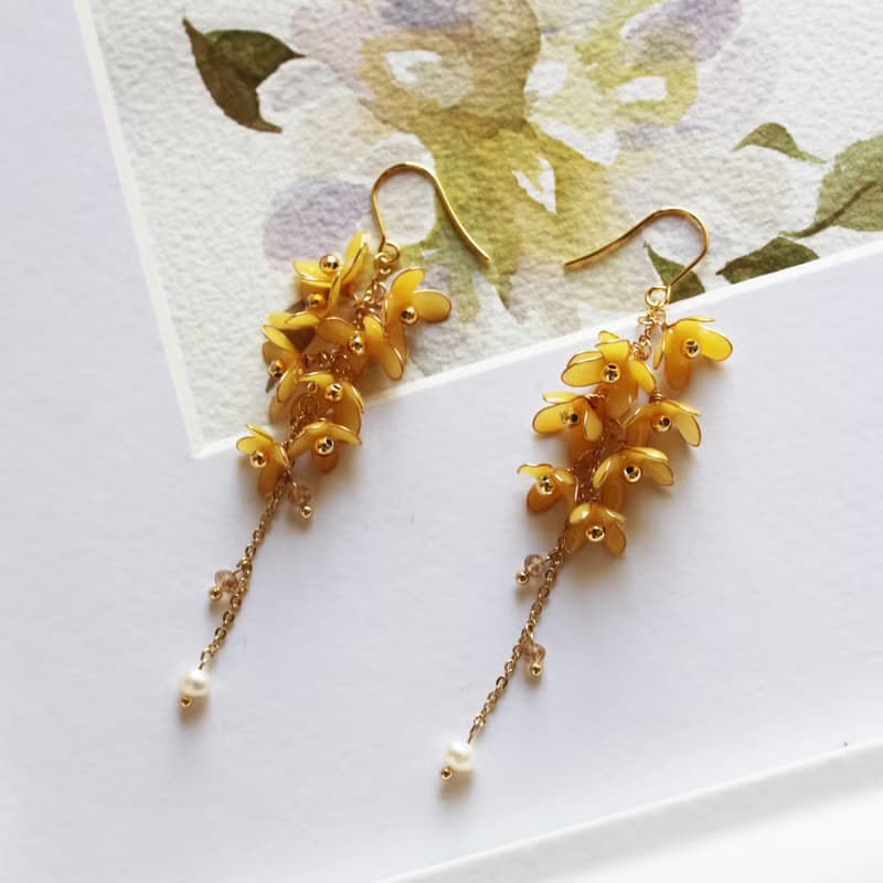 夏日粉色系小花朵 手工樹脂 耳環/耳夾