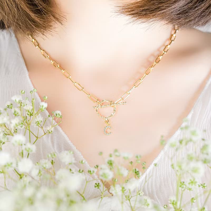 Pinkoi獨家款 x 字母 鋯石 黃銅鍍18K金 手作 【狂妄自我】項鍊