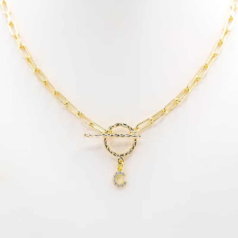 Pinkoi獨家款 x 字母 鋯石 黃銅鍍18K金 手作 【狂妄自我】項鍊