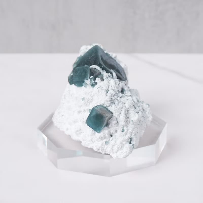 小蝸牛螢石 帶雪景共生 // 內在療癒 舒緩緊張 // 贈底座