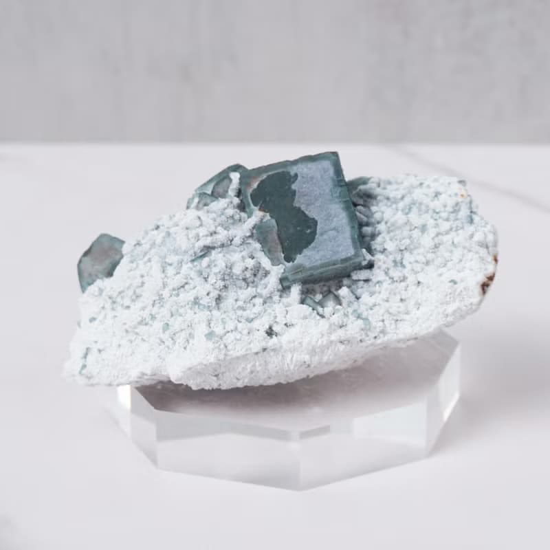 小蝸牛螢石 帶雪景共生 // 內在療癒 舒緩緊張 // 贈底座