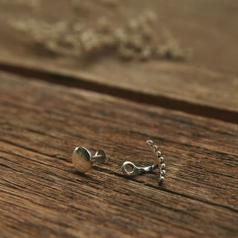 minimal Beaded Geometric Studs Handmade Silver Earring Jackets Simple Delicate耳環