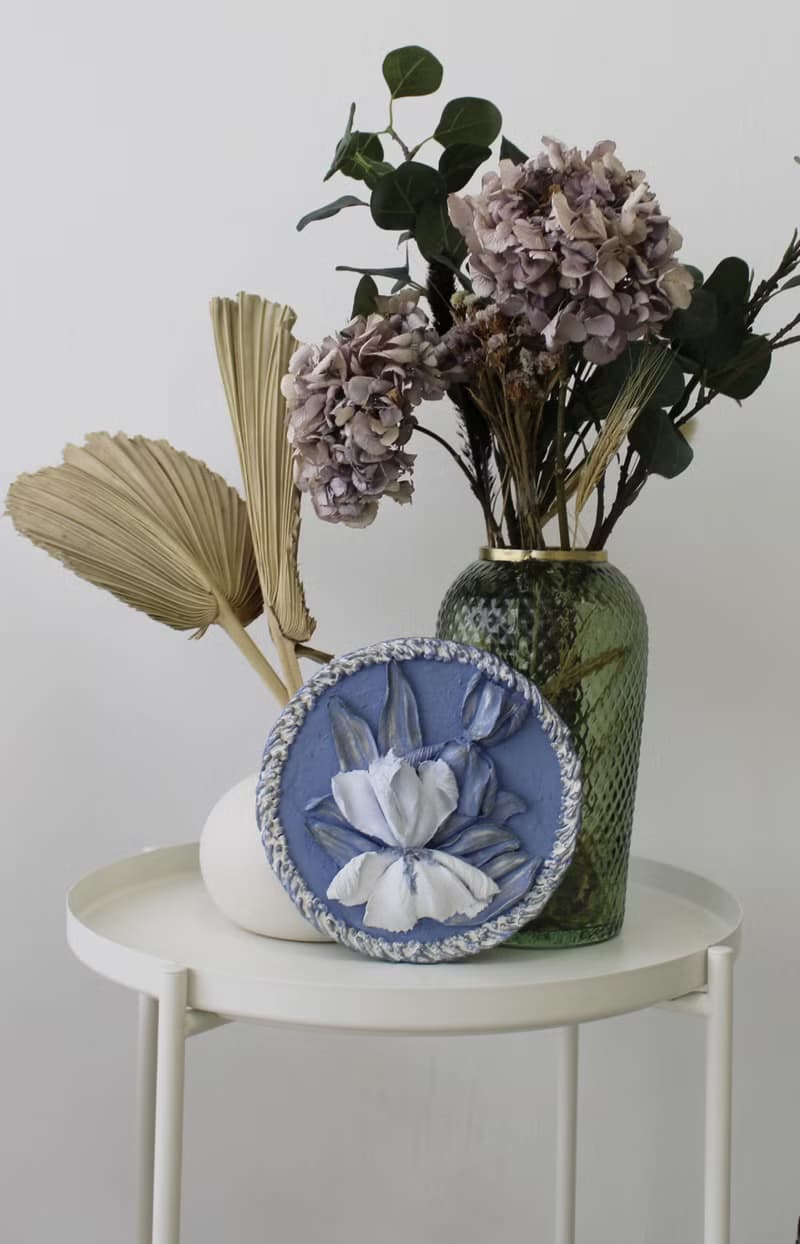Irises small wall panel, sculpture painting