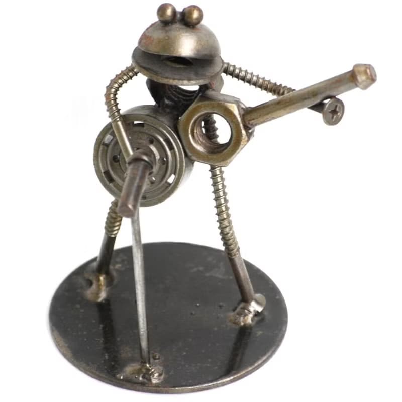 Frog Play Guitar Scrap Metal Sculpture, Gift For Anniversary, Welding Sculpture