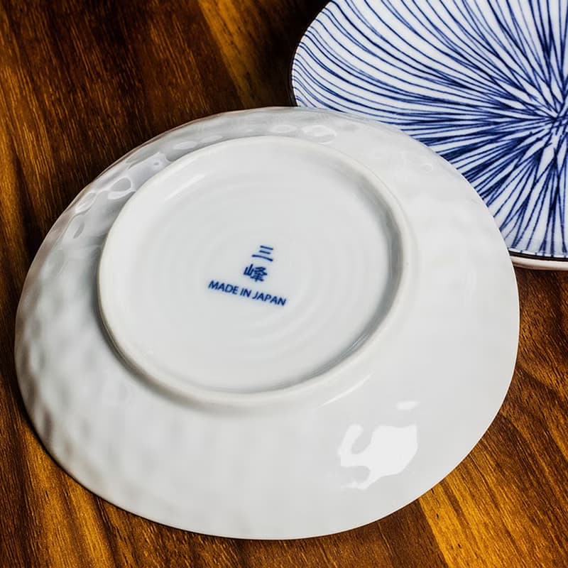 日本進口美濃燒細十草三峰陶瓷餐具日式家用大盤子平盤創意碗