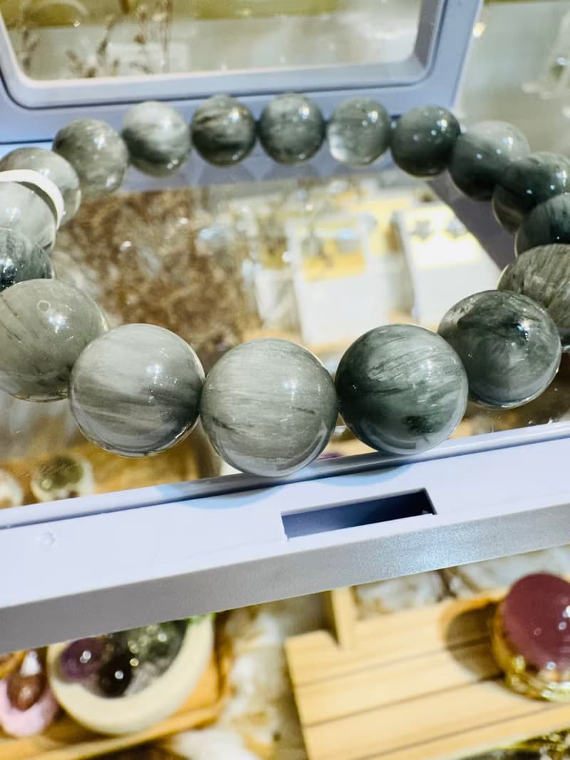 天然滿順髮灰藍兔毛水晶11.5mm38.7g稀有灰兔淨化磁場療癒自我