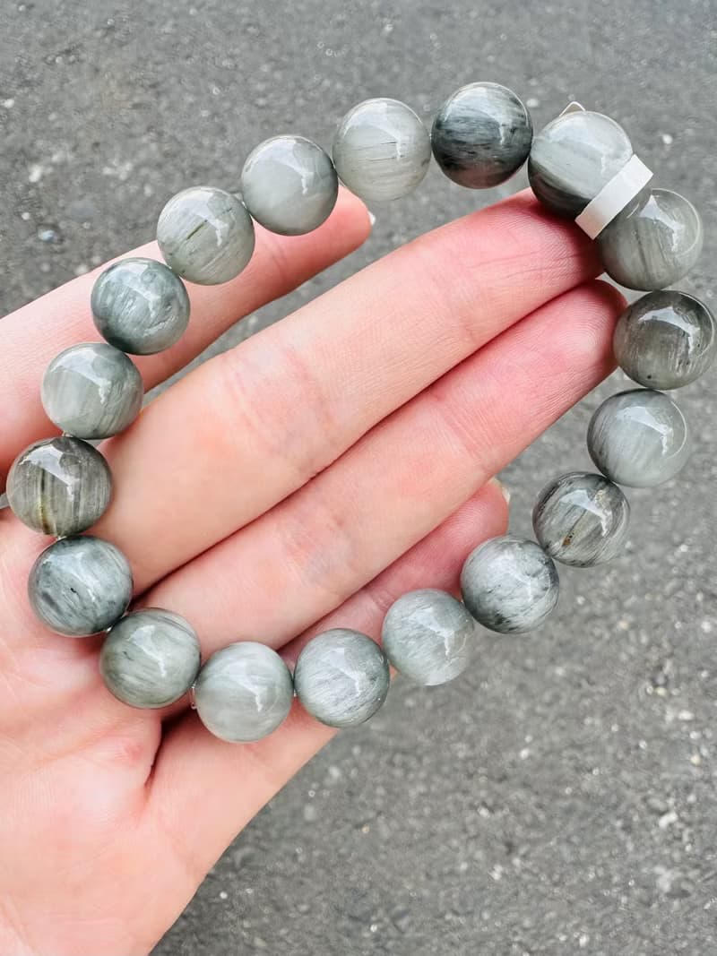 天然滿順髮灰藍兔毛水晶11.5mm38.7g稀有灰兔淨化磁場療癒自我