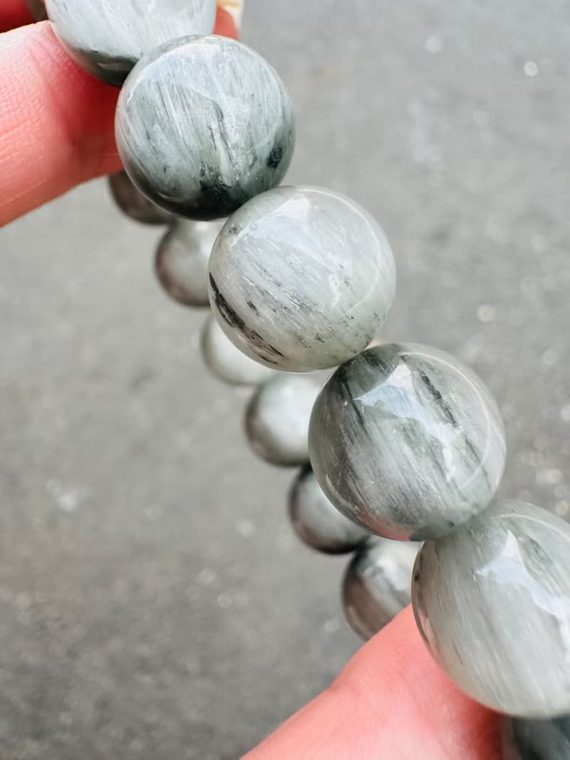 天然滿順髮灰藍兔毛水晶11.5mm38.7g稀有灰兔淨化磁場療癒自我