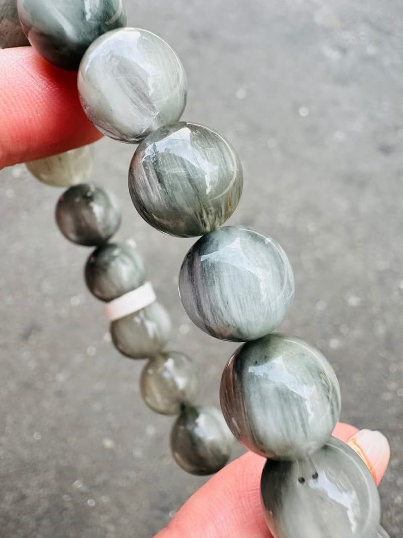 天然滿順髮灰藍兔毛水晶11.5mm38.7g稀有灰兔淨化磁場療癒自我