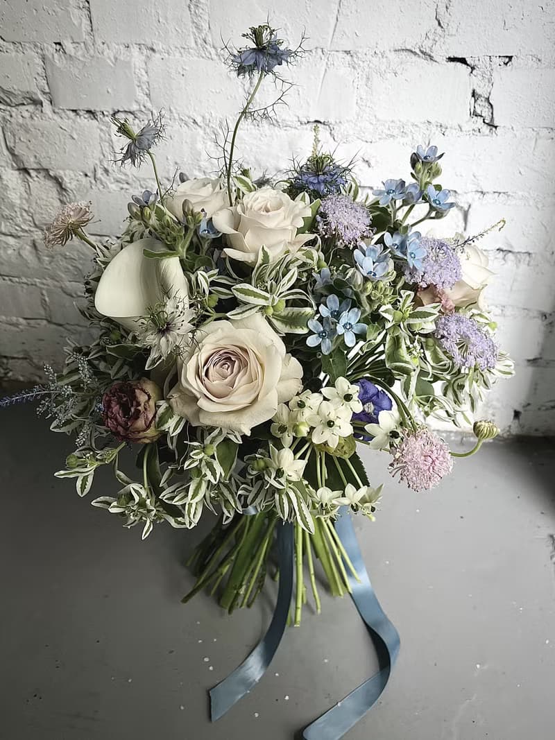 SCwedding圓形手綁新鮮花束 淡雅色系