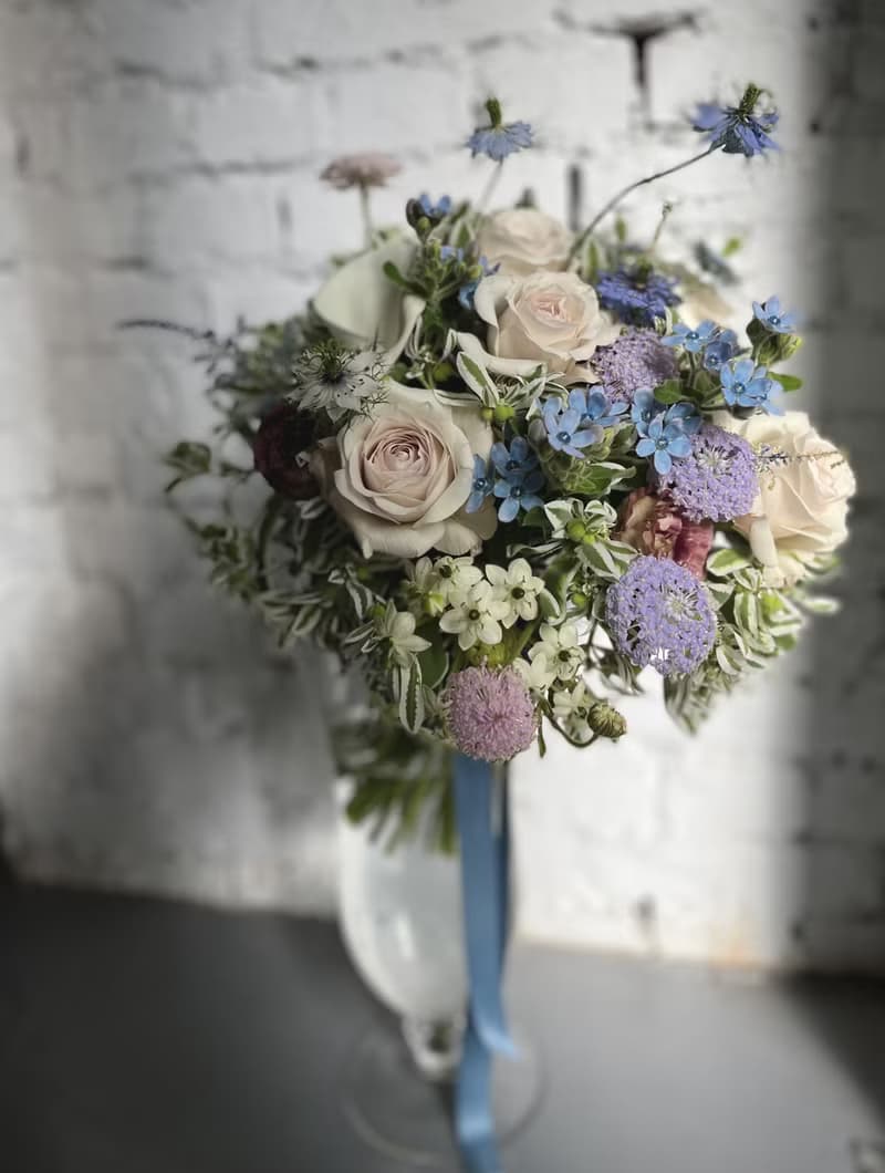 SCwedding圓形手綁新鮮花束 淡雅色系