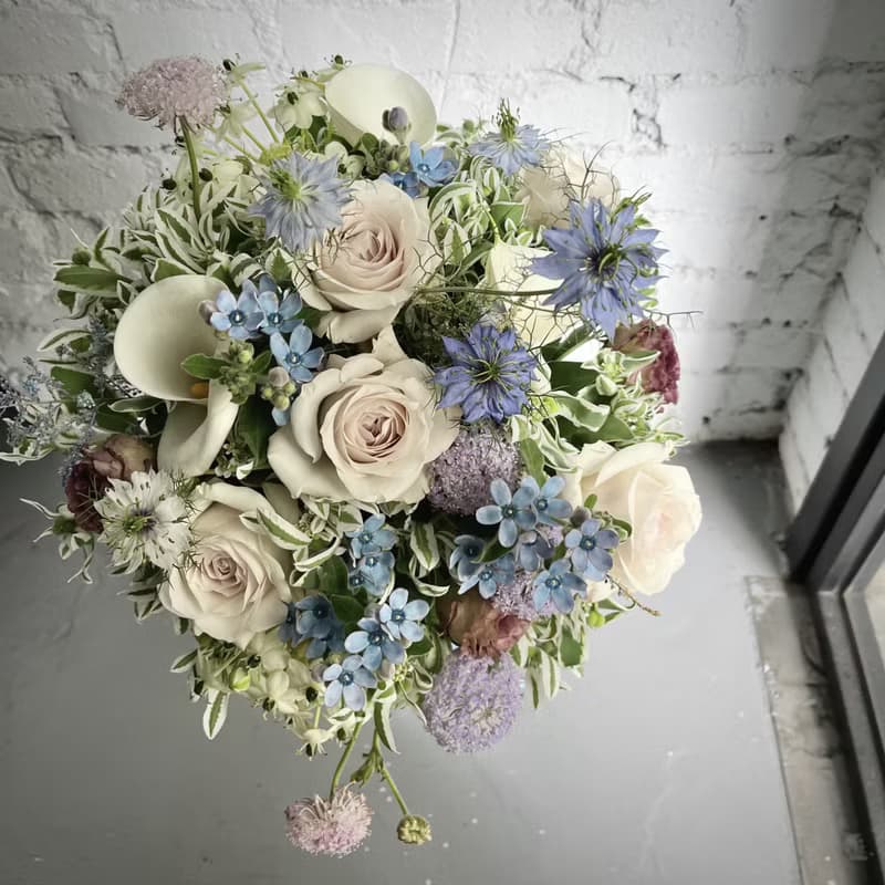 SCwedding圓形手綁新鮮花束 淡雅色系