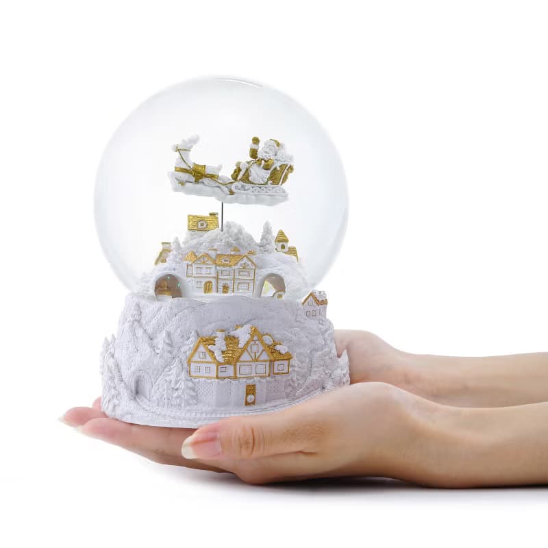 幸福的雪白聖誕(白金) 水晶球音樂盒情人節生日聖誕交換禮物麋鹿
