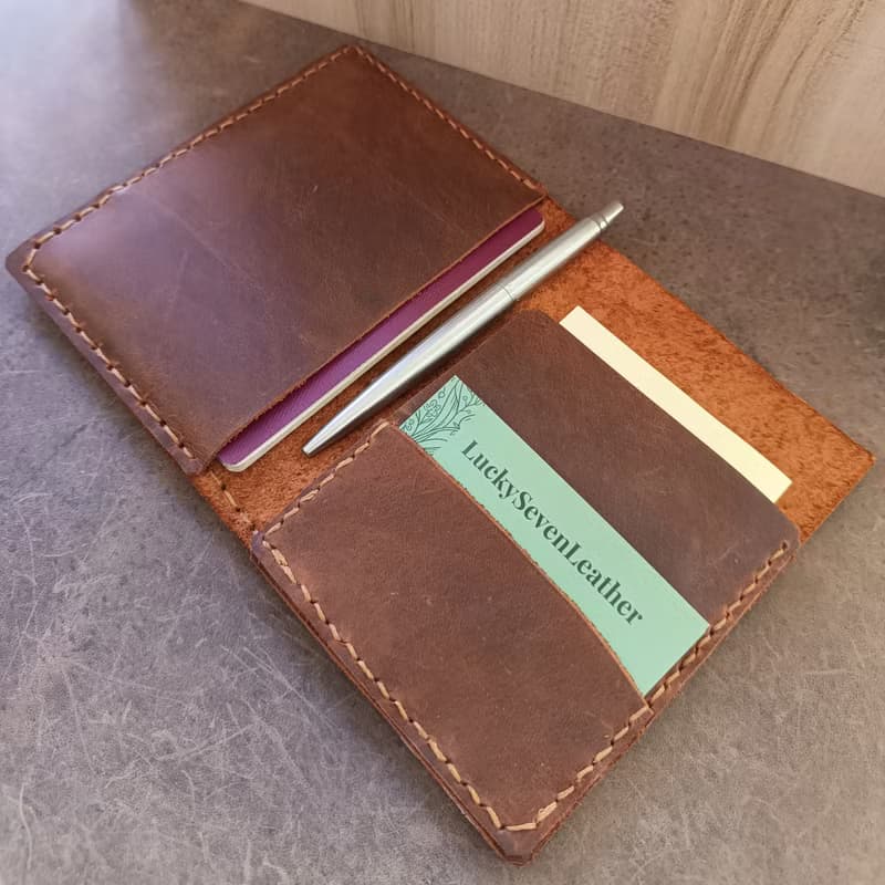 Leather Passport Case with Notebook Pocket and Card Slot, Graduation Gift