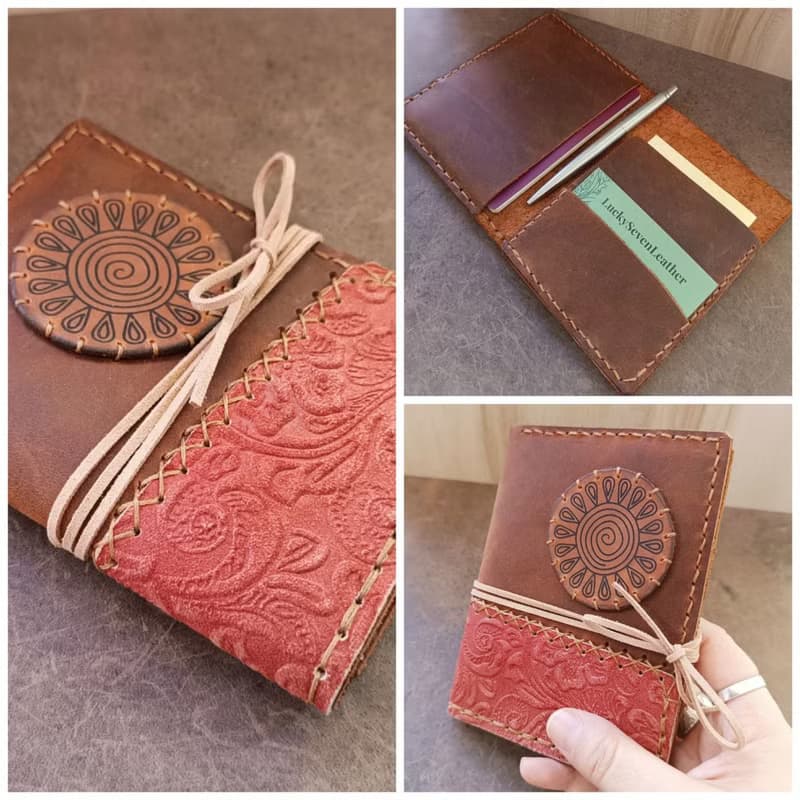 Leather Passport Case with Notebook Pocket and Card Slot, Graduation Gift