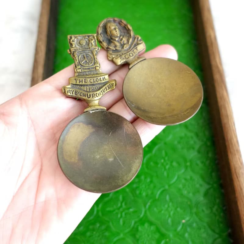 古董級 美國黃銅立體圖案湯匙 可以翻新成全金色 實際使