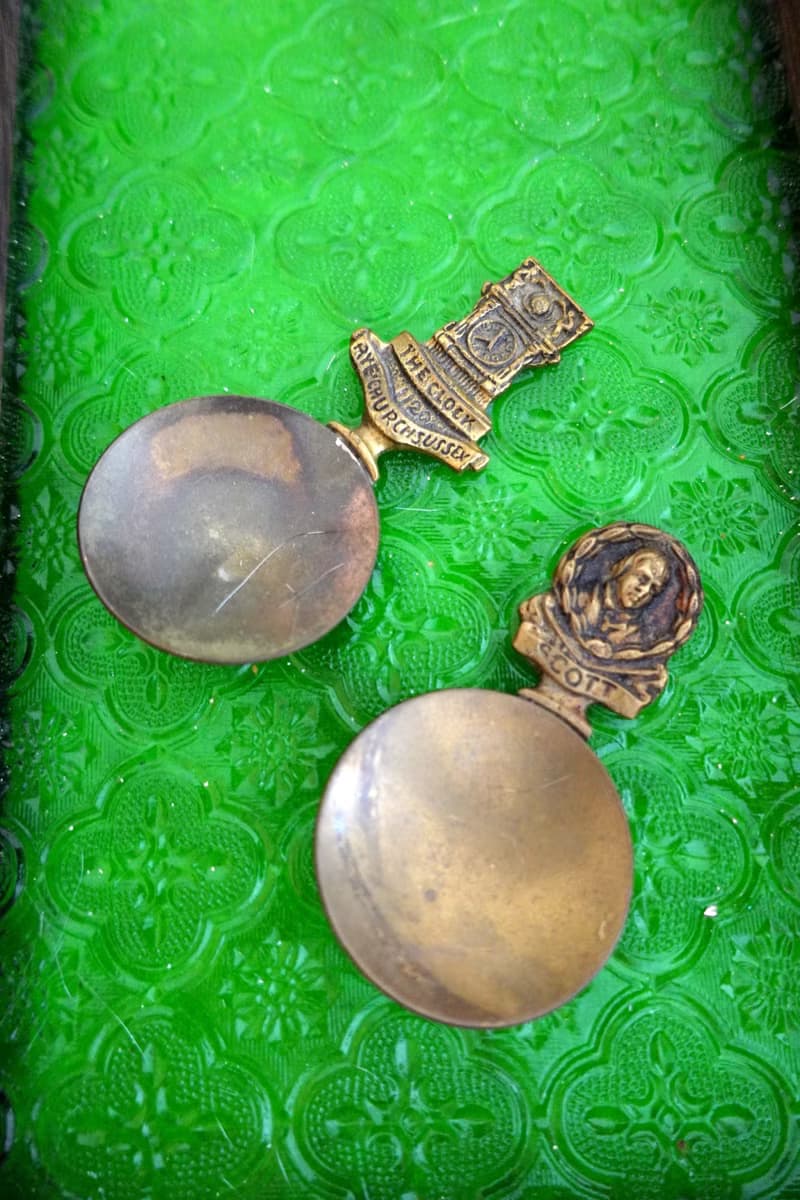 古董級 美國黃銅立體圖案湯匙 可以翻新成全金色 實際使