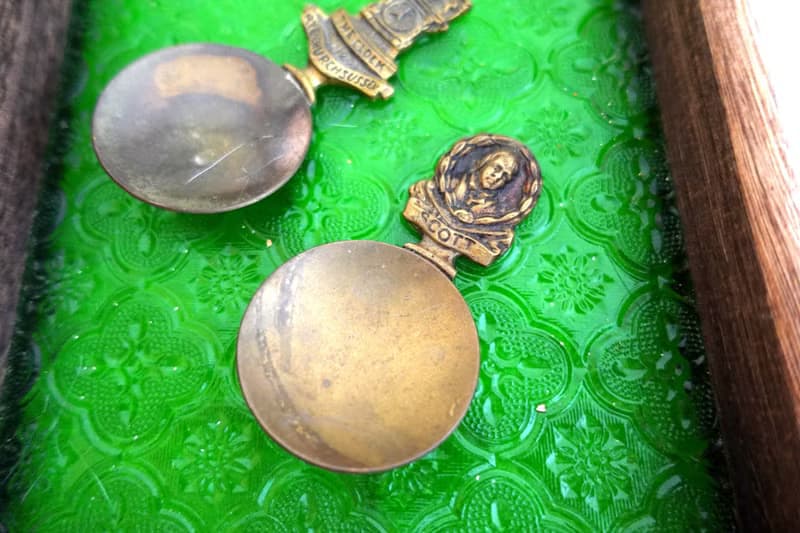 古董級 美國黃銅立體圖案湯匙 可以翻新成全金色 實際使