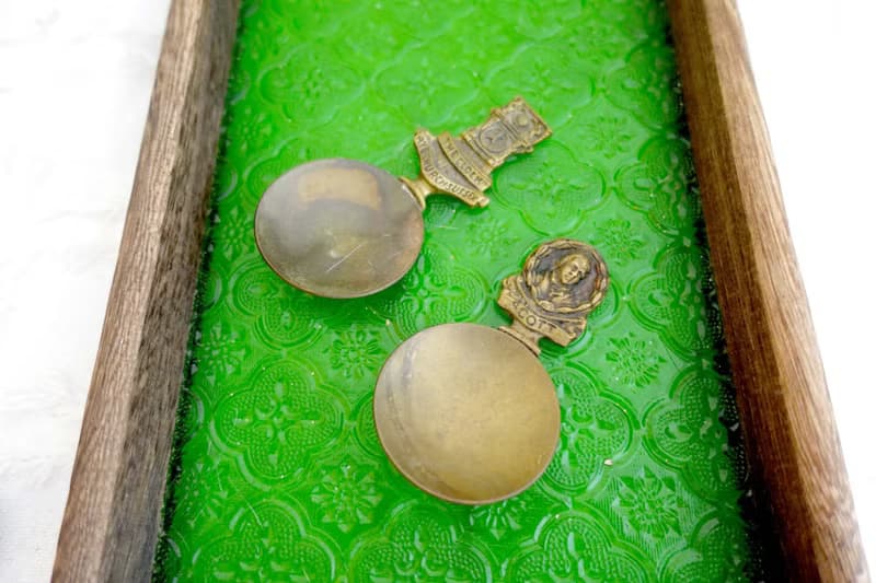 古董級 美國黃銅立體圖案湯匙 可以翻新成全金色 實際使