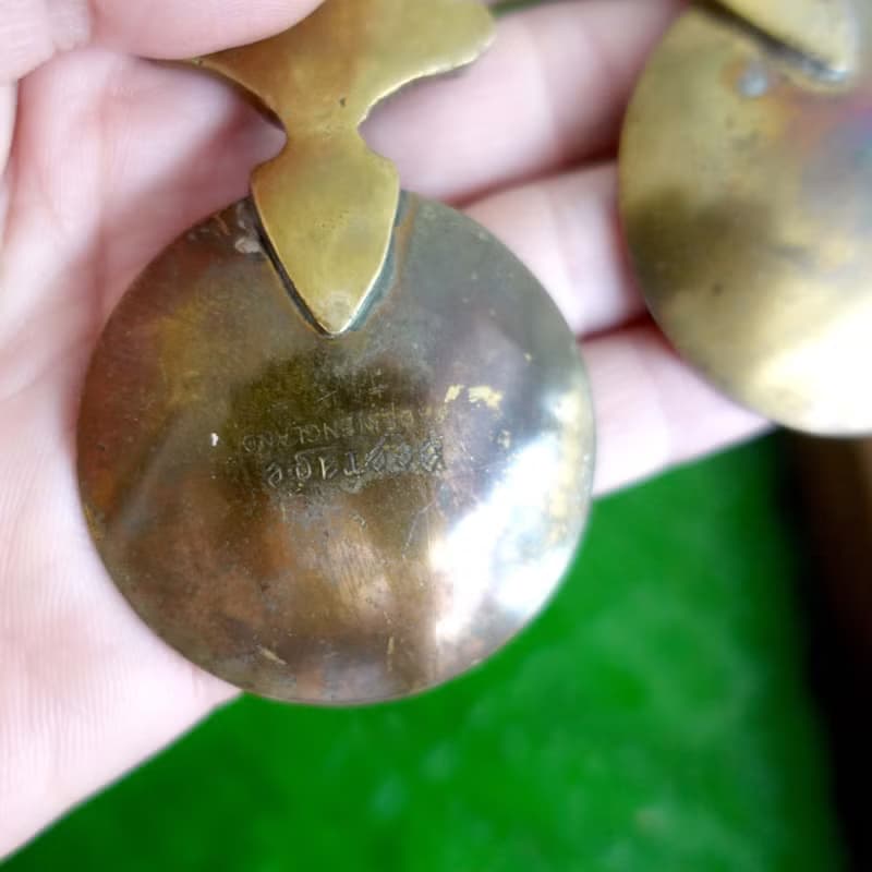 古董級 美國黃銅立體圖案湯匙 可以翻新成全金色 實際使