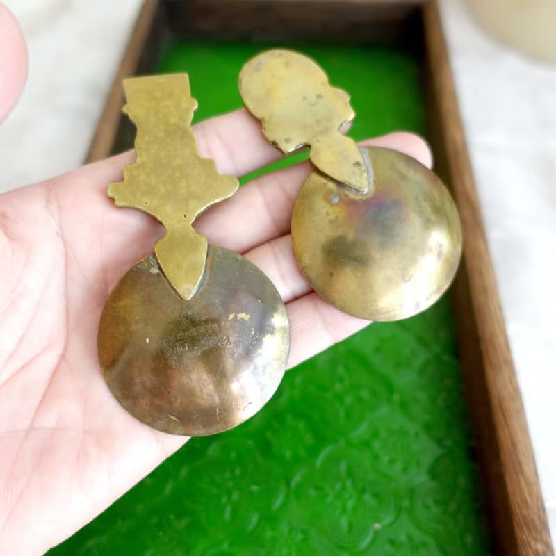 古董級 美國黃銅立體圖案湯匙 可以翻新成全金色 實際使